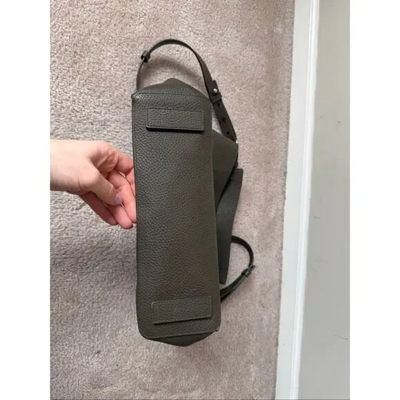AllSaints Hobo Bag Mast Crossbody Purse Pebbled Leather Forest Green